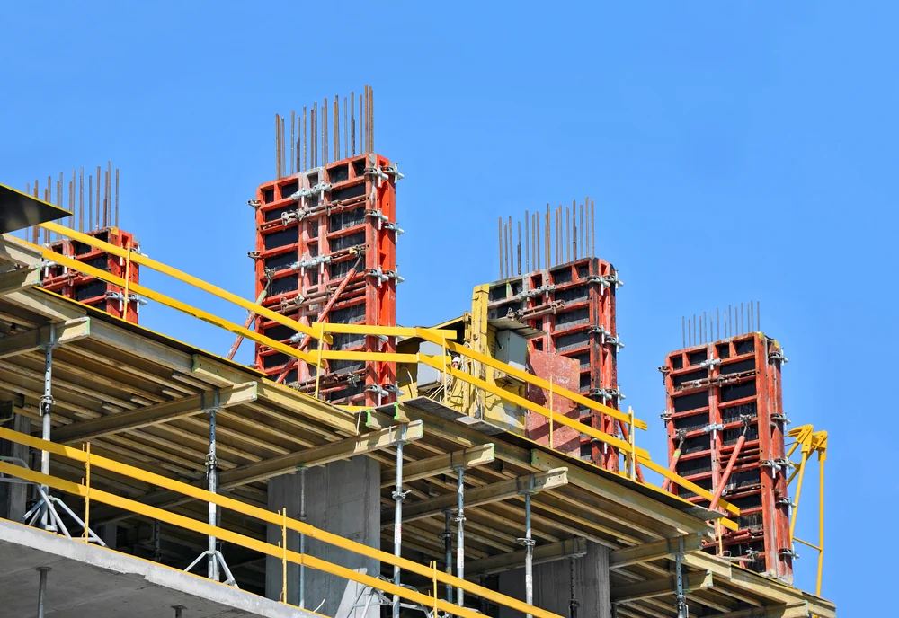 Aluminium formwork system on a construction site